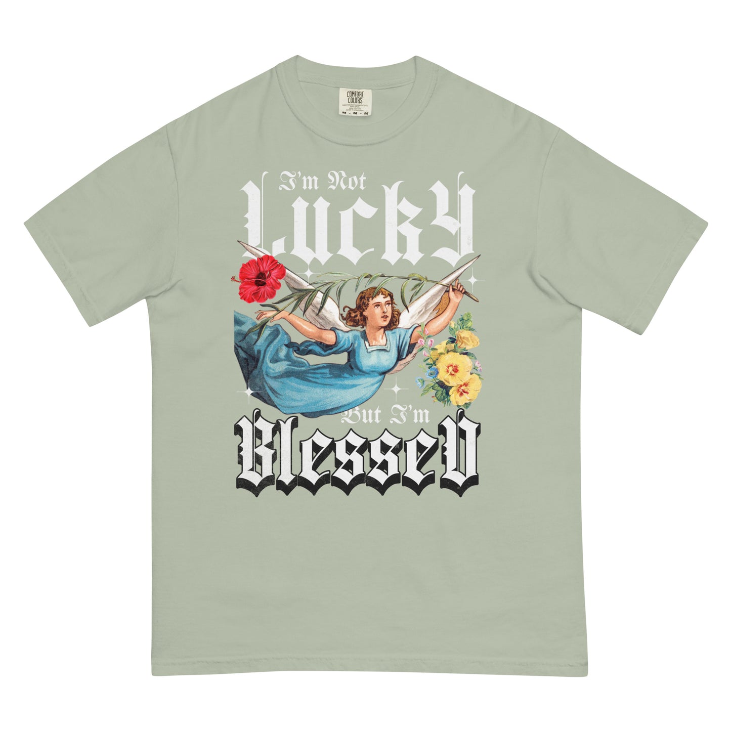 I’m Not Lucky But I’m Blessed Heavyweight T-Shirt Inspirational - Faith & Style | Villains N Saints