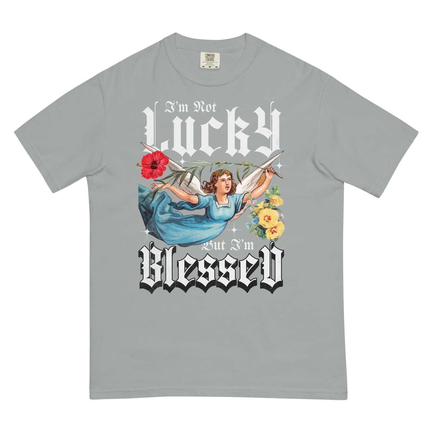 I’m Not Lucky But I’m Blessed Heavyweight T-Shirt Inspirational - Faith & Style | Villains N Saints