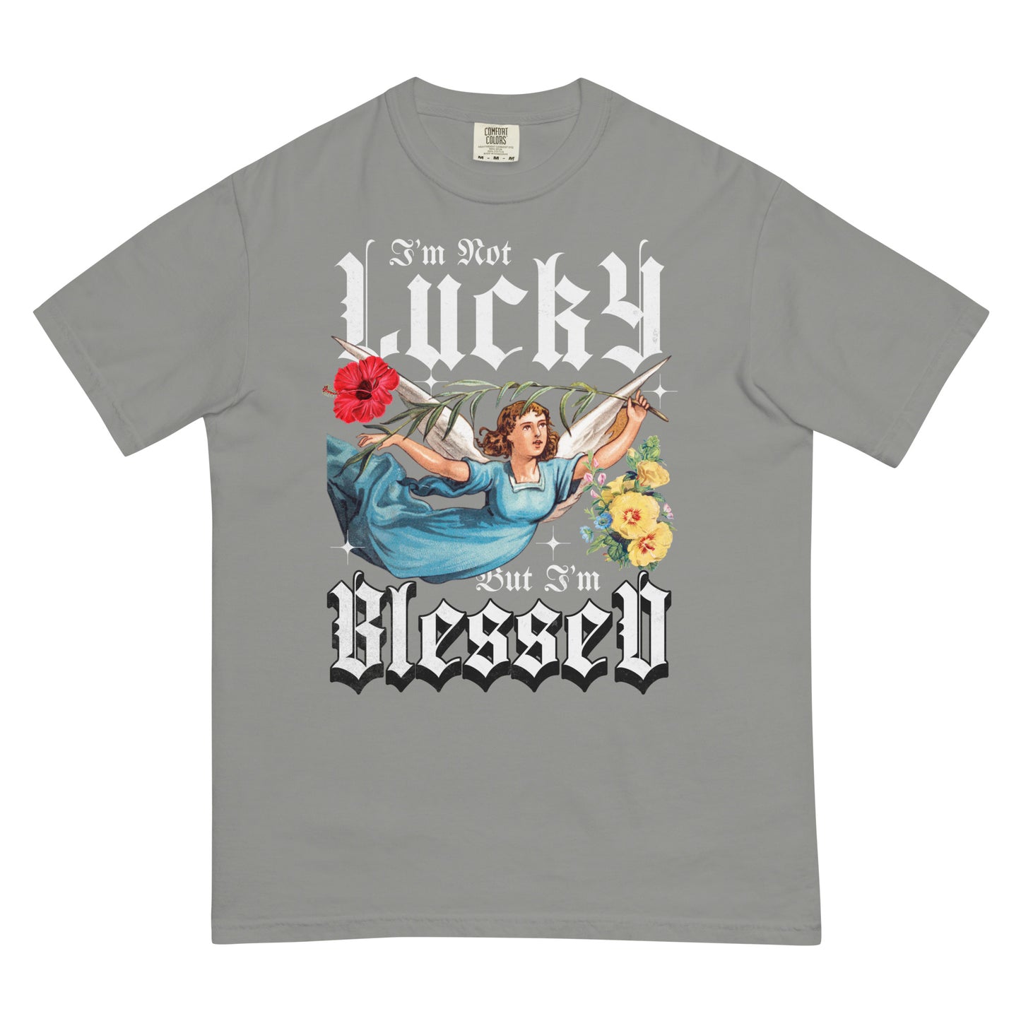 I’m Not Lucky But I’m Blessed Heavyweight T-Shirt Inspirational - Faith & Style | Villains N Saints