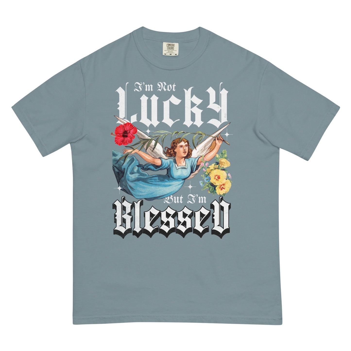 I’m Not Lucky But I’m Blessed Heavyweight T-Shirt Inspirational - Faith & Style | Villains N Saints