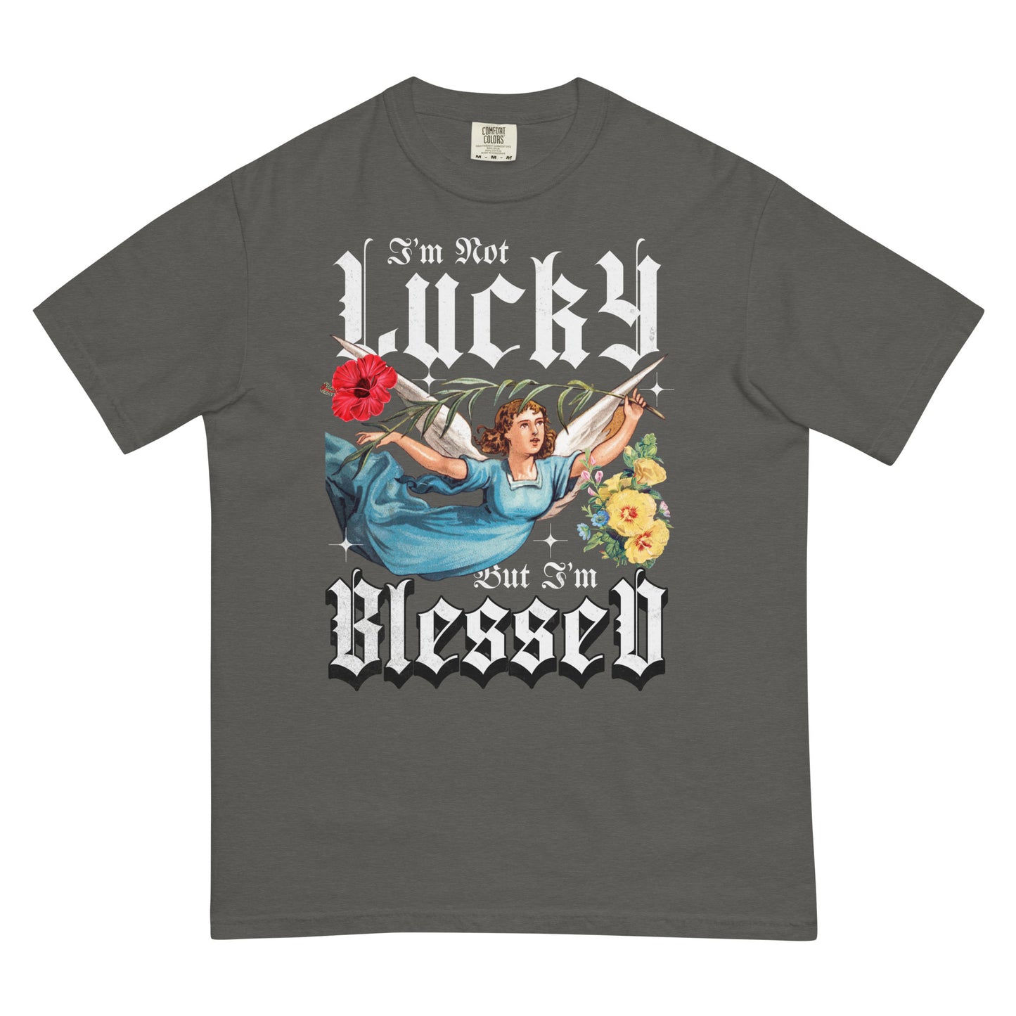 I’m Not Lucky But I’m Blessed Heavyweight T-Shirt Inspirational - Faith & Style | Villains N Saints